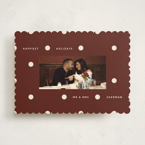 This is a mulled wine holiday photo cards with standard by Inkblot Design called jingle dot printing on recycled smooth signature in standard