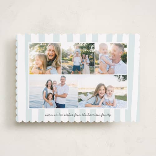 This is a winter sky holiday photo cards with standard by Lindsay Megahed called watercolor stripes printing on recycled smooth signature in standard