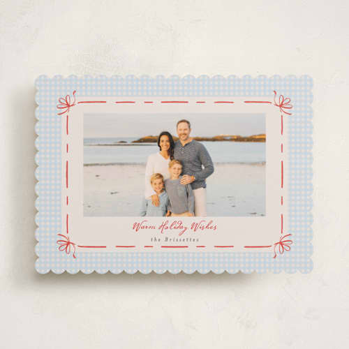 This is a sky holiday photo cards with standard by Tamara Hilje called coastal gingham printing on recycled smooth signature in standard