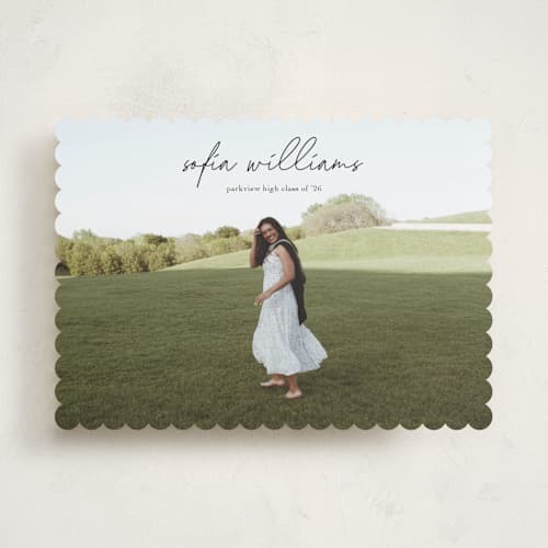 This is a onyx graduation announcements with standard by Eric Ransom called high script printing on recycled smooth signature in standard