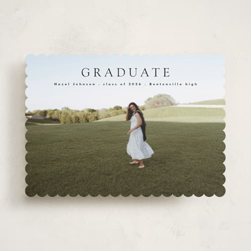 This is a pepper graduation announcements with standard by Bryanna Mehner called minimalism printing on recycled smooth signature in standard