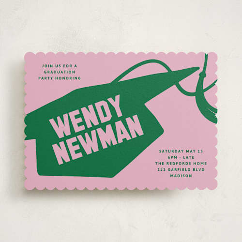 This is a roses graduation invitations with standard by Inkblot Design called capped printing on signature in standard