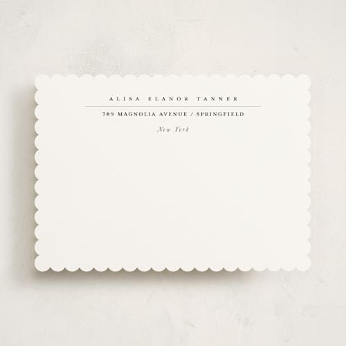 This is a pearl personalized stationery thank you cards with standard by Lori Wemple called address printing on signature in 5x7