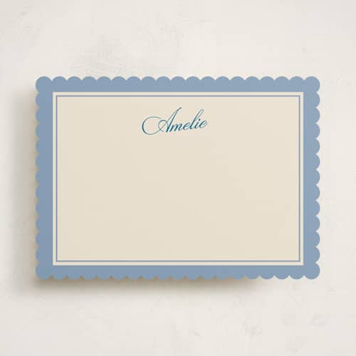 This is a cornflower personalized stationery thank you cards with standard by chocomocacino called naia printing on signature in 5x7