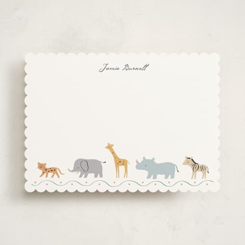 This is a jungle personalized stationery thank you cards with standard by Cubeely Paris called little safari adventure printing on signature in 5x7