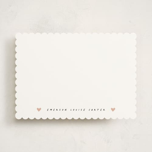 This is a rose personalized stationery thank you cards with standard by Stacey Meacham called heart banner printing on signature in 5x7