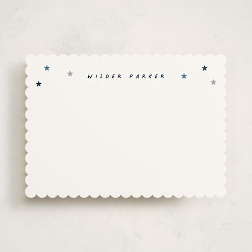 This is a night time personalized stationery thank you cards with standard by Stacey Meacham called my stars printing on signature in 5x7