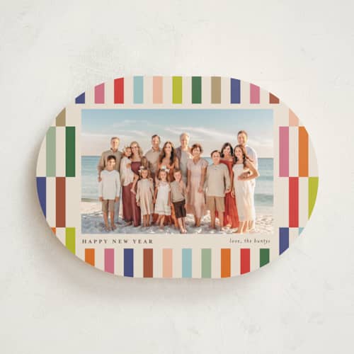 This is a creme new year photo cards with standard by chocomocacino called pabassinas printing on recycled smooth signature in standard