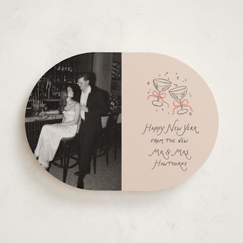 This is a candied grapefruit holiday photo cards with standard by Randi Cirelli called newlywed toast printing on recycled smooth signature in standard