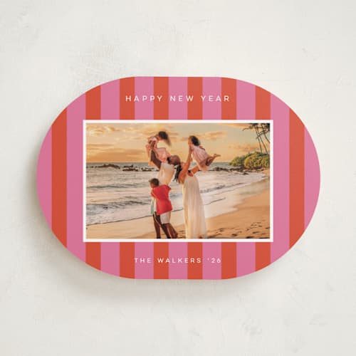 This is a strawberry holiday photo cards with standard by Morgan Kendall called cabana printing on recycled smooth signature in standard