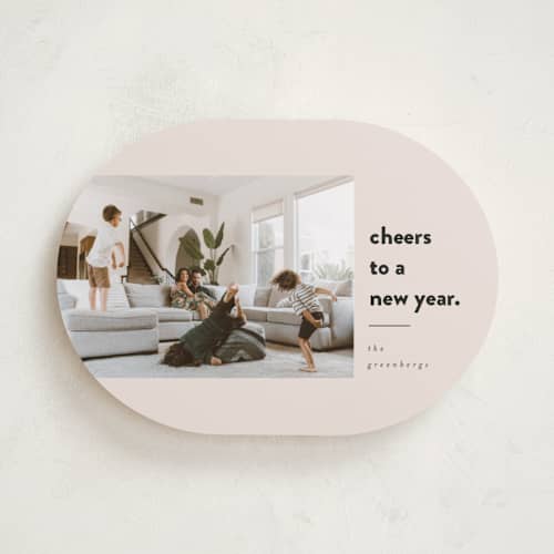 This is a blush holiday photo cards with standard by Iveta Angelova called messy & bright printing on recycled smooth signature in standard