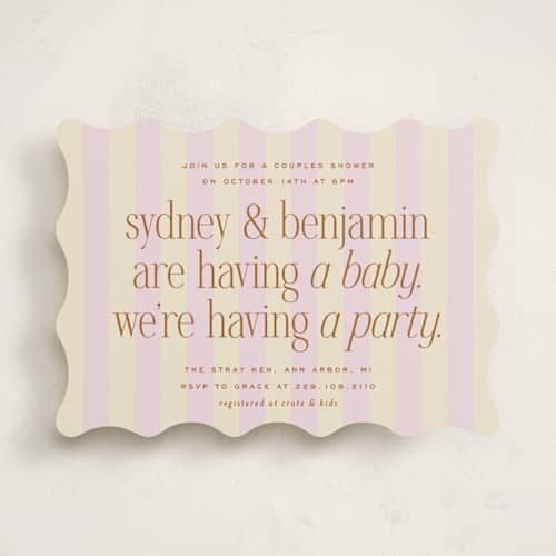 This is a petal baby shower invitations with standard by Ellen Schlegelmilch called we're having a party printing on signature in standard