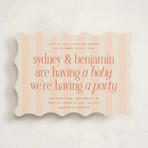 This is a spritz baby shower invitations with standard by Ellen Schlegelmilch called we're having a party printing on signature in standard