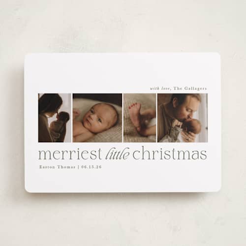 This is a forest babys first christmas with standard by Sarah Brown called little merriest printing on recycled smooth signature in standard