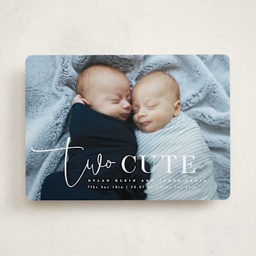 This is a silk birth announcements with standard by Creo Study called two cute printing on recycled smooth signature in standard