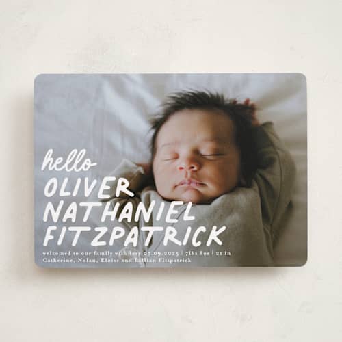 This is a snow birth announcements with standard by Angela Marzuki called casual hello printing on recycled smooth signature in standard