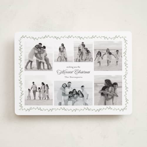 This is a pine photo christmas cards with standard by Susan Moyal called minimal vine printing on recycled smooth signature in standard