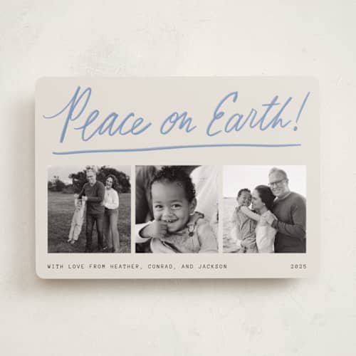 This is a snowfall photo christmas cards with standard by Kercia Jane called a cozy note printing on recycled smooth signature in standard