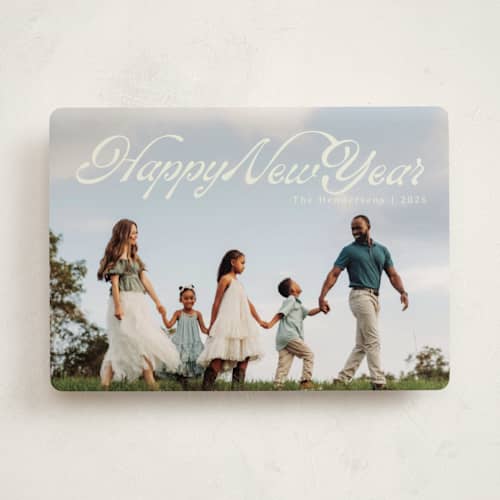 This is a snowy photo christmas cards with standard by Ellis called calligraphic printing on recycled smooth signature in standard