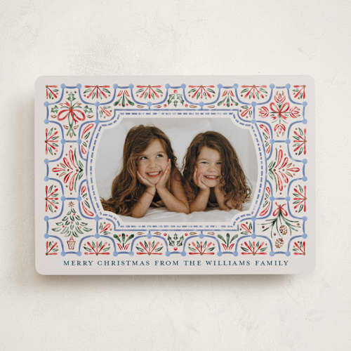 This is a spruce photo christmas cards with standard by Paper Sun Studio called festive folk frame printing on recycled smooth signature in standard