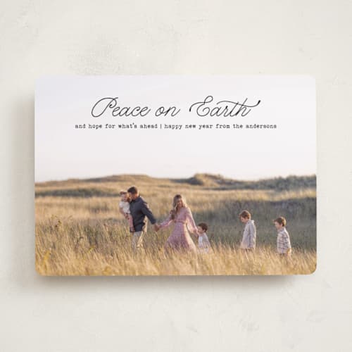 This is a noir photo christmas cards with standard by Annie Clark called grace & gratitude printing on recycled smooth signature in standard