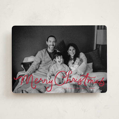 This is a santa suit photo christmas cards with standard by Everett Paper Goods called treacle printing on recycled smooth signature in standard