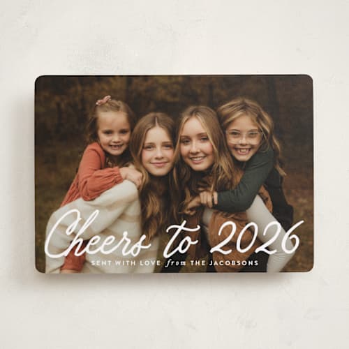 This is a snowfall photo christmas cards with standard by Karidy Walker called cheerful script printing on recycled smooth signature in standard