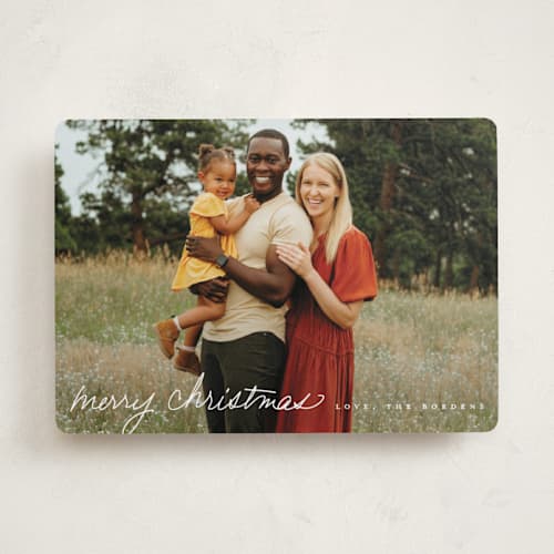 This is a snow photo christmas cards with standard by Up Up Creative called handwritten note printing on recycled smooth signature in standard