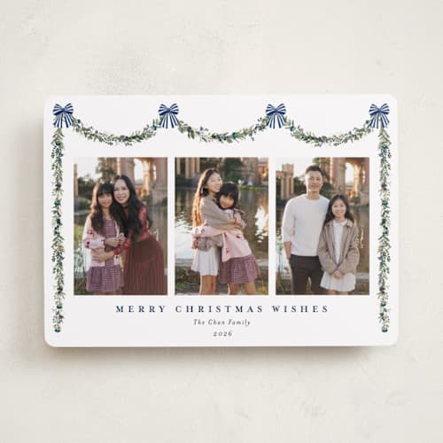 This is a wintermint photo christmas cards with standard by Susan Moyal called joyful holly printing on recycled smooth signature in standard