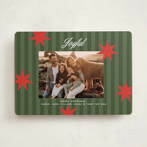 This is a spruce photo christmas cards with standard by Owl and Toad called constellation printing on recycled smooth signature in standard