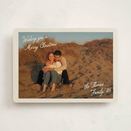 This is a cream photo christmas cards with standard by Robert and Stella called postcard christmas printing on recycled smooth signature in standard
