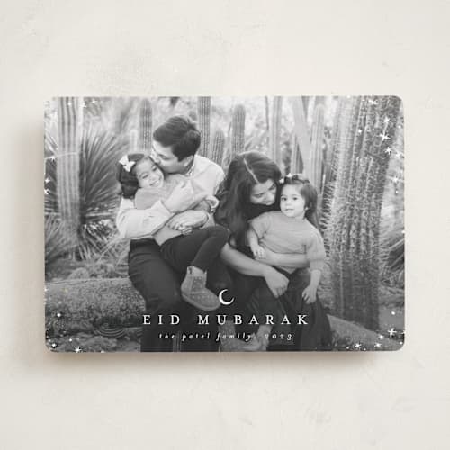 This is a snow eid cards with standard by AK Graphics called starry surround printing on recycled smooth signature in standard