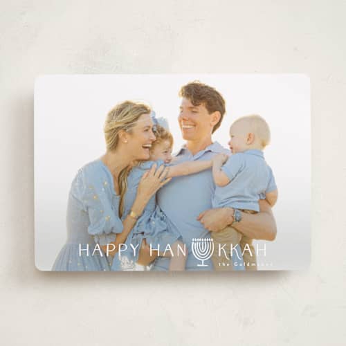 This is a sky hanukkah cards with standard by Tamara Hilje called sketched menorah printing on recycled smooth signature in standard