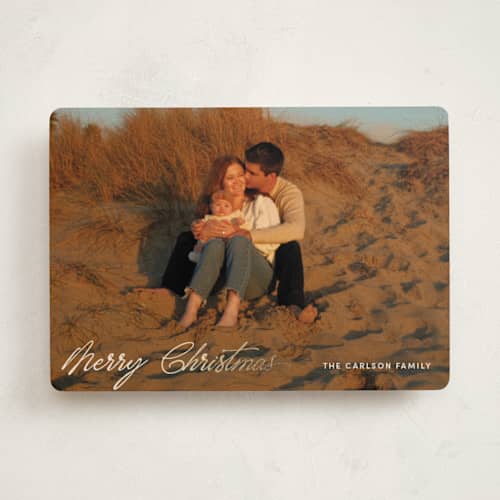 This is a gilt foil pressed holiday cards with foil pressed by Pixel and Hank called the christmas letters printing on recycled smooth signature in standard