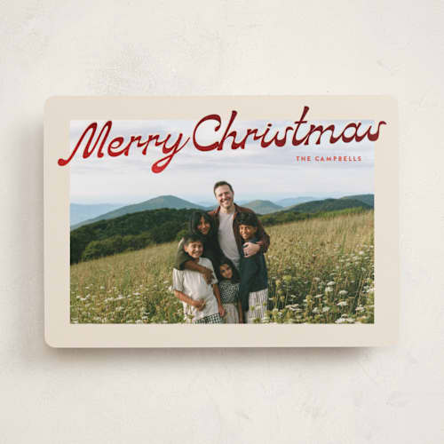 This is a candy cane foil pressed holiday cards with foil pressed by Ekko Studio called nostalgia printing on recycled smooth signature in standard