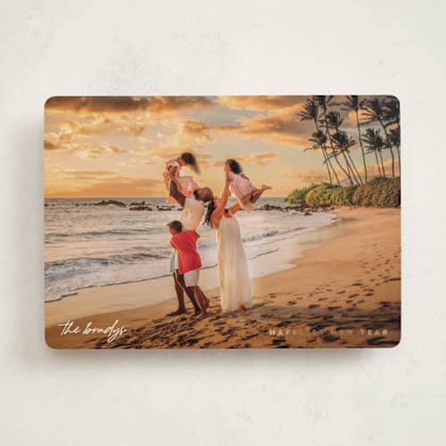 This is a pearl foil pressed holiday cards with foil pressed by Pixel and Hank called minimize printing on recycled smooth signature in standard