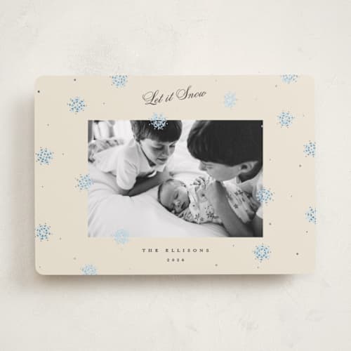 This is a icicle foil pressed holiday cards with foil pressed by Sarah Rosenthal called quiet snowfall printing on recycled smooth signature in standard