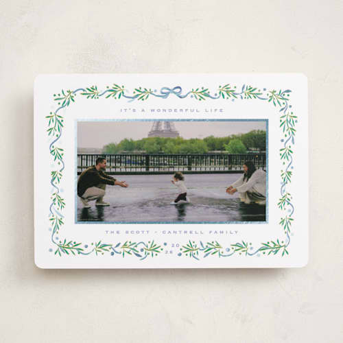 This is a frost foil pressed holiday cards with foil pressed by Gwen Bedat called le ruban printing on recycled smooth signature in standard