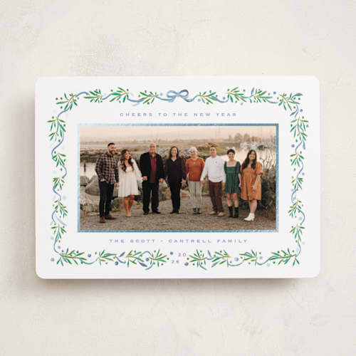 This is a frost foil pressed holiday cards with foil pressed by Gwen Bedat called le ruban printing on recycled smooth signature in standard