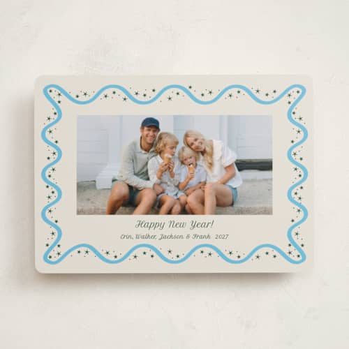 This is a ice skate new year photo cards with standard by Megan Davis called stelle printing on recycled smooth signature in standard