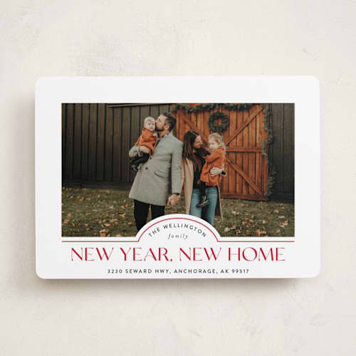 This is a scarlet new year photo cards with standard by Iveta Angelova called new home printing on recycled smooth signature in standard