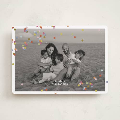 This is a gumdrop new year photo cards with standard by Ellen Schlegelmilch called fallen confetti printing on recycled smooth signature in standard