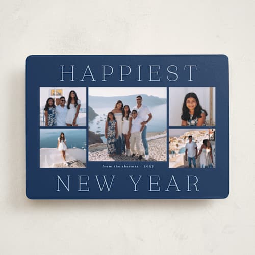 This is a night sky new year photo cards with standard by Deynaaz Daraei called palinuro printing on recycled smooth signature in standard