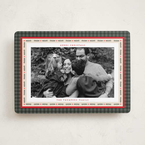 This is a fir holiday photo cards with standard by Ashley Iwafuchi called festive evergreen printing on recycled smooth signature in standard