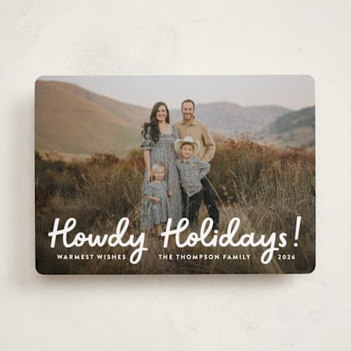 This is a snow holiday photo cards with standard by Megan Davis called howdy holidays printing on recycled smooth signature in standard