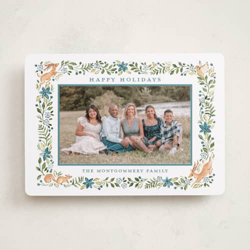 This is a mountain springs holiday photo cards with standard by Sarah Knight called highlands printing on recycled smooth signature in standard