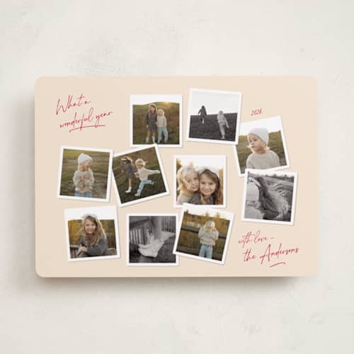 This is a berry holiday photo cards with standard by Lisa McLean called vintage collage printing on recycled smooth signature in standard