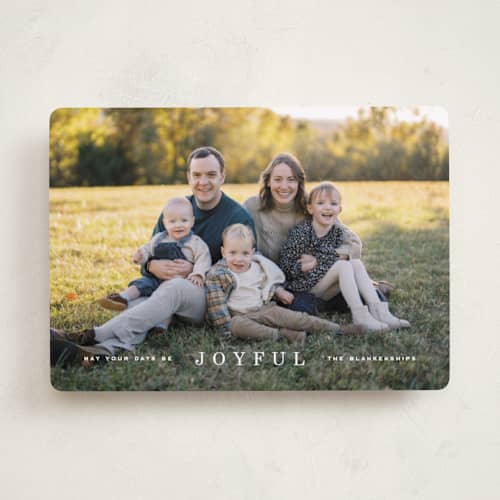 This is a cotton holiday photo cards with standard by Amy Kross called strand printing on recycled smooth signature in standard