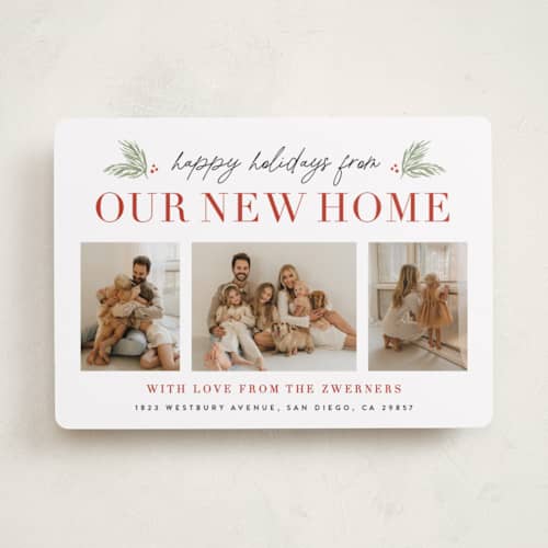 This is a berry holiday photo cards with standard by Sara Hicks Malone called holiday home printing on recycled smooth signature in standard