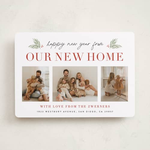 This is a berry holiday photo cards with standard by Sara Hicks Malone called holiday home printing on recycled smooth signature in standard